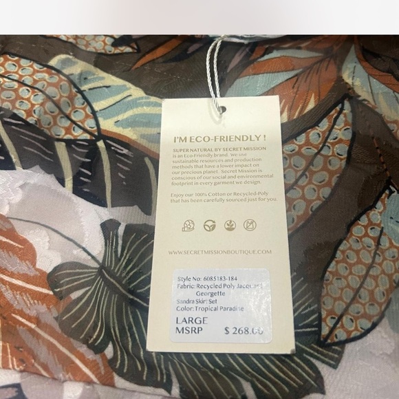 NWT Jacquard Georgette Sandra Skirt High Slip Floral Midi Length Size Large - Picture 6 of 7